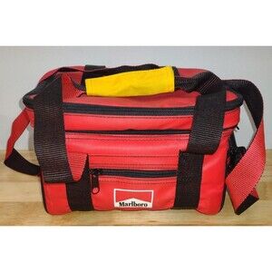 Vintage 90's Marlboro Cigarette Insulated Cooler Bag Lunch Box Handle Red Black